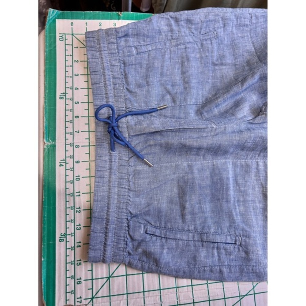 Athleta 4 Linen Jogger Pants Blue Casual Beach Coastal Summer 100% Linen - Picture 5 of 10